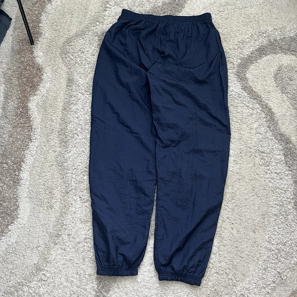 Vintage Reebok Track Pants Size XL Navy Blue Baggy Nylon Ankle Zip 90s